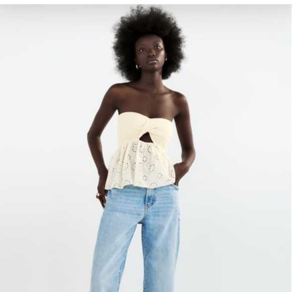 Zara | Tops | Zara Combination Knit Top Ss22 Beige 43354 Nwt Sz Small |  Poshmark